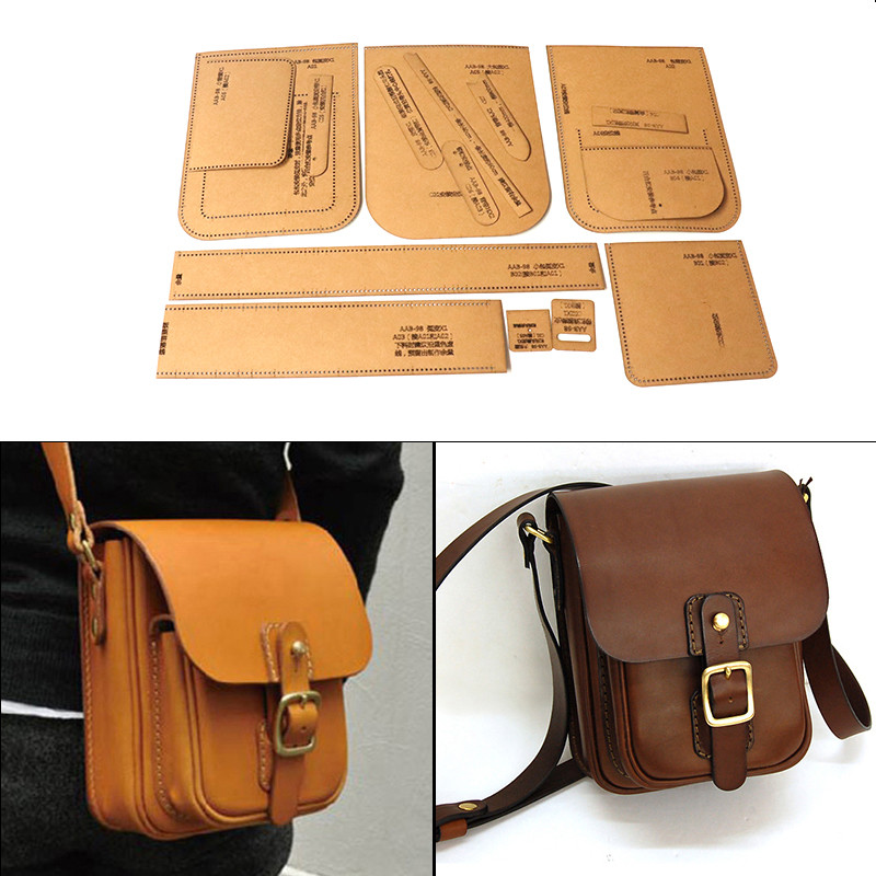 Leatherwork Templates - แพทเทิร์นเย็บกระเป๋าหนัง DIY แบบสะพายไหล่/สะพายข้าง แบบตัดกระดาษคราฟท์ ลายฉลุสำหรับตัดหนัง