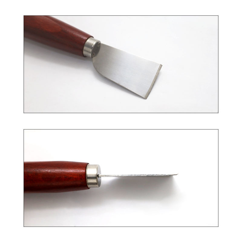 Leather Work Organiser - เครื่องมือทำหนัง DIY ใหม่ มีดตัดหนังด้ามไม้ สแตนเลส มีดตัดหนังแบบตัก