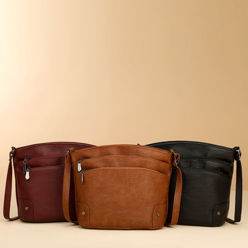 Leatherwork Logo - กระเป๋าผ้าอ้อมคุณภาพสูง กระเป๋าสะพายหนังมินิมอล กระเป๋าถือโลโก้ตัวอักษรวินเทจ สำหรับทำงาน ปาร์ตี้ หรือใช้ในชีวิตประจำวันอย่างมีสไตล์