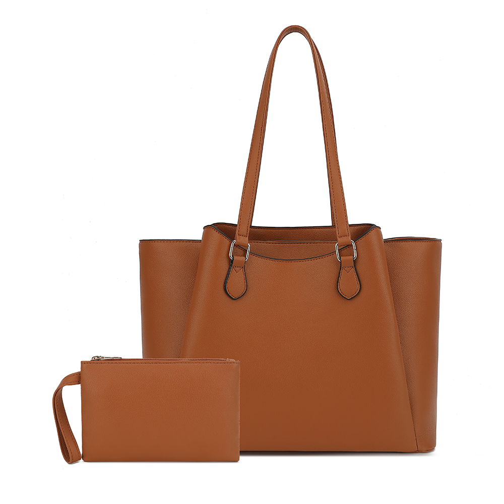 Leather Work Bag - กระเป๋าโท้ทสำหรับผู้หญิง, กระเป๋าสะพายไหล่หนัง PU ขนาดใหญ่พร้อมกระเป๋าเล็ก, กระเป๋าใส่แล็ปท็อปขนาด 13.5