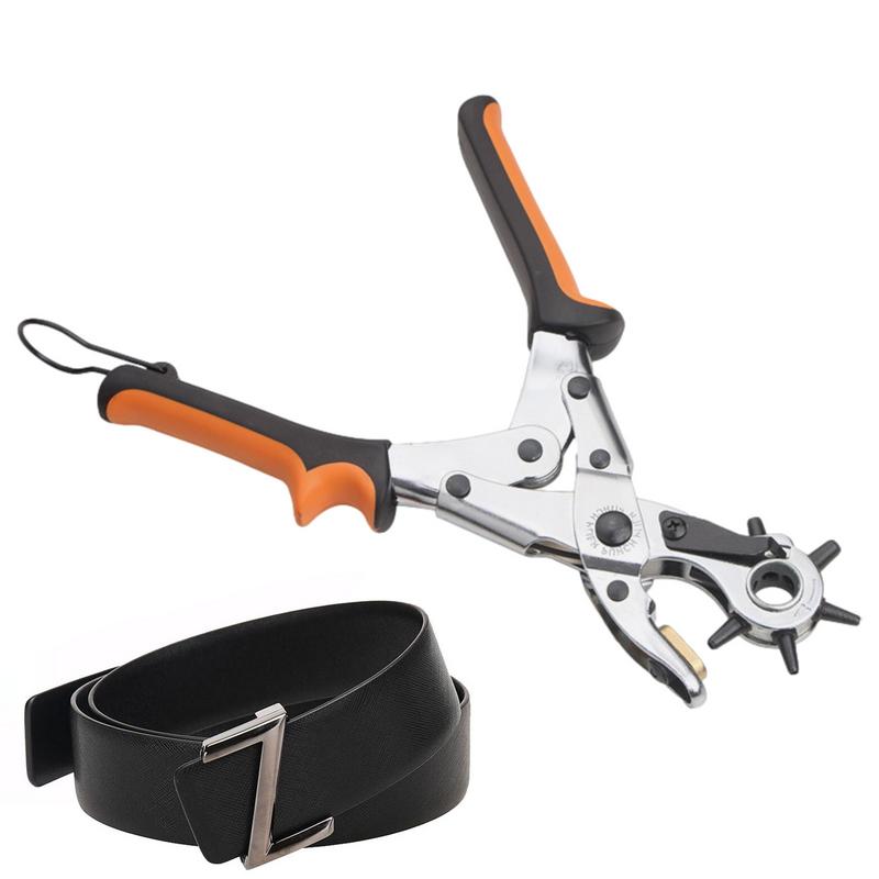 Leather Punch Revolving - เครื่องเจาะตาไก่แบบหมุนคีมเจาะรูเข็มขัดหนังอุปกรณ์ตั้งเครื่องเย็บผ้าเครื่องมือสายนาฬิกางานฝีมือเครื่องหนังในครัวเรือน