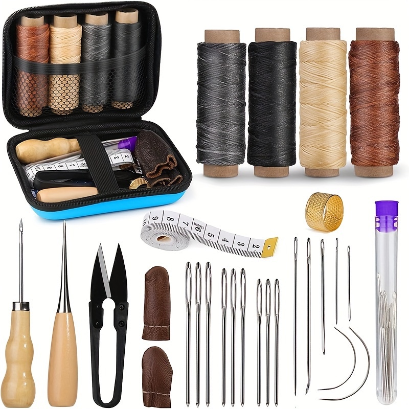 Leather Work Organiser - [ชุดทํางานหนัง] ชุดเย็บผ้าหนัง, เข็มตาใหญ่, ด้ายแว็กซ์, ชุดซ่อมเบาะหนัง, เครื่องมือทํางานหนัง