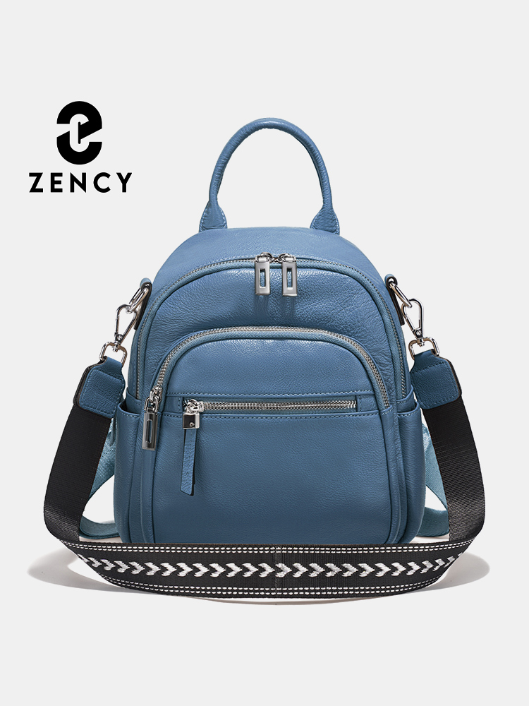 Leather Work Bag - เซนซีกระเป๋าเป้สะพายหลังหนังแท้ขนาดเล็กกระเป๋าเป้สะพายหลังดีไซน์หลายกระเป๋าสายกว้างกระเป๋าสะพายแบบแปลงสภาพได้สำหรับเดินทางทำงาน