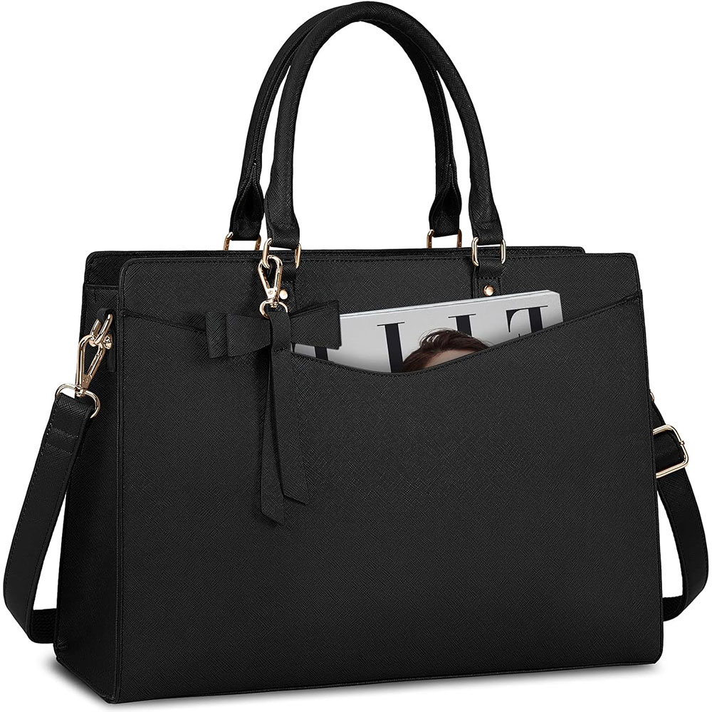 Leather Work Laptop Bag - กระเป๋าแล็ปท็อปสำหรับผู้หญิง 15.6 นิ้ว หนัง PU กระเป๋าใส่แล็ปท็อป