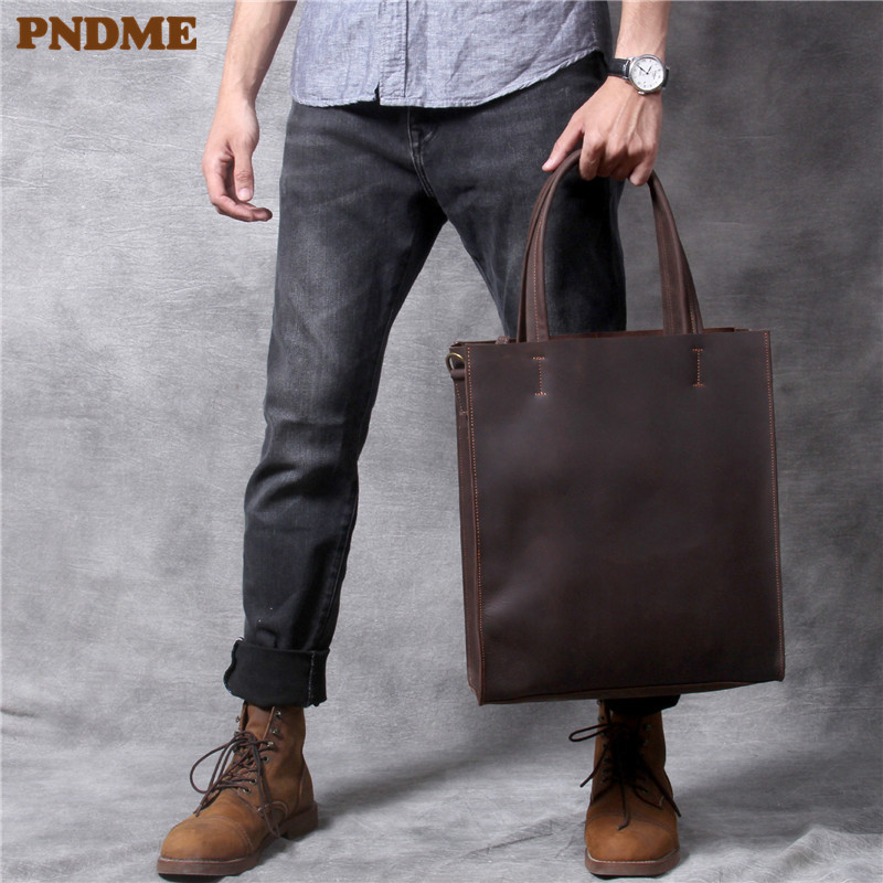 Vintage ของแท้หนังผู้ชาย Tote  - Leather Work Laptop Bag บทวิจารณ์และราคา