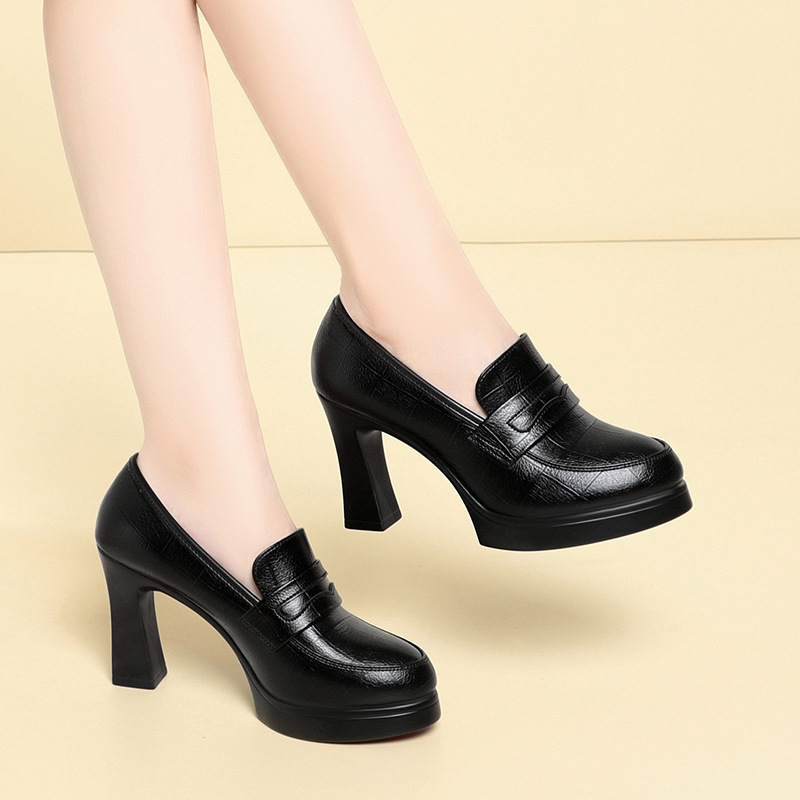 รองเท้าส้นตึกแบบสวม ส้นสูง 6 ซ - Leather Work Dress บทวิจารณ์และราคา