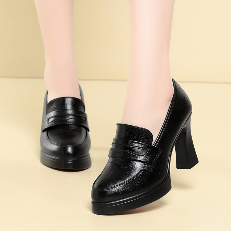 รองเท้าส้นตึกแบบสวม ส้นสูง 6 ซ - Leather Work Dress บทวิจารณ์และราคา