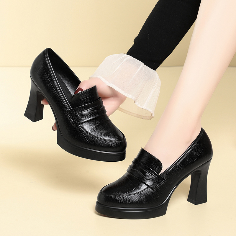 รองเท้าส้นตึกแบบสวม ส้นสูง 6 ซ - Leather Work Dress บทวิจารณ์และราคา