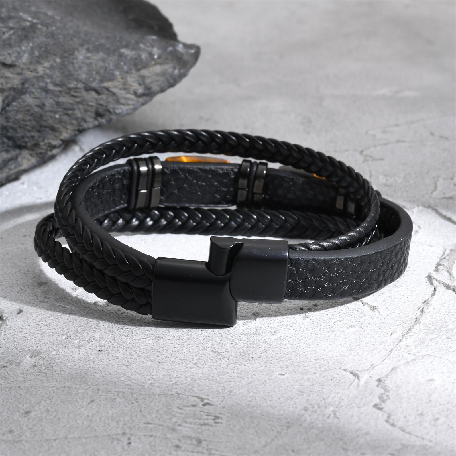 กำไลข้อมือหนังถักสำหรับผู้ชาย  - Leatherwork Logo บทวิจารณ์และราคา