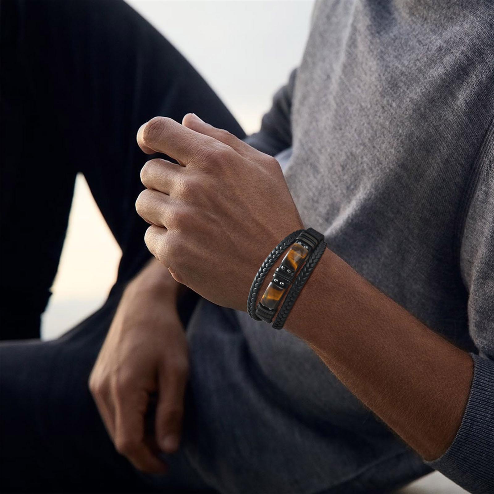 กำไลข้อมือหนังถักสำหรับผู้ชาย  - Leatherwork Logo บทวิจารณ์และราคา