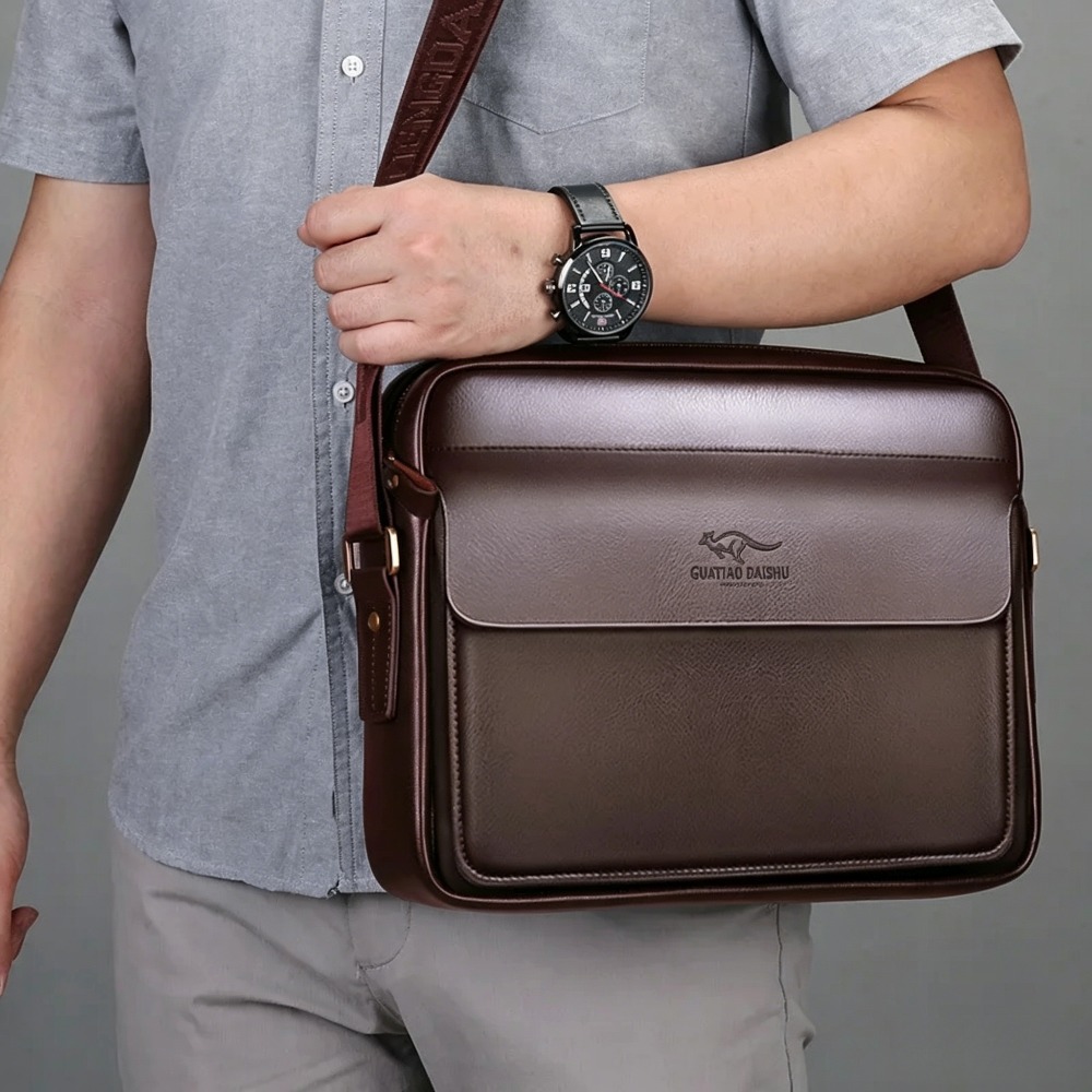 กระเป๋าสะพายไหล่เดี่ยวผู้ชายหน - Leather Work Laptop Bag บทวิจารณ์และราคา