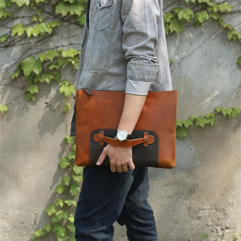 กระเป๋าคลัทช์หนังแท้ทำมือสไตล์ - Leather Work Laptop Bag บทวิจารณ์และราคา