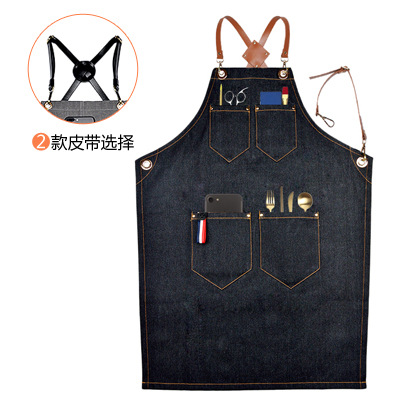 ผ้ากันเปื้อนยีนส์สายหนัง PU ลา - Leatherwork Logo บทวิจารณ์และราคา