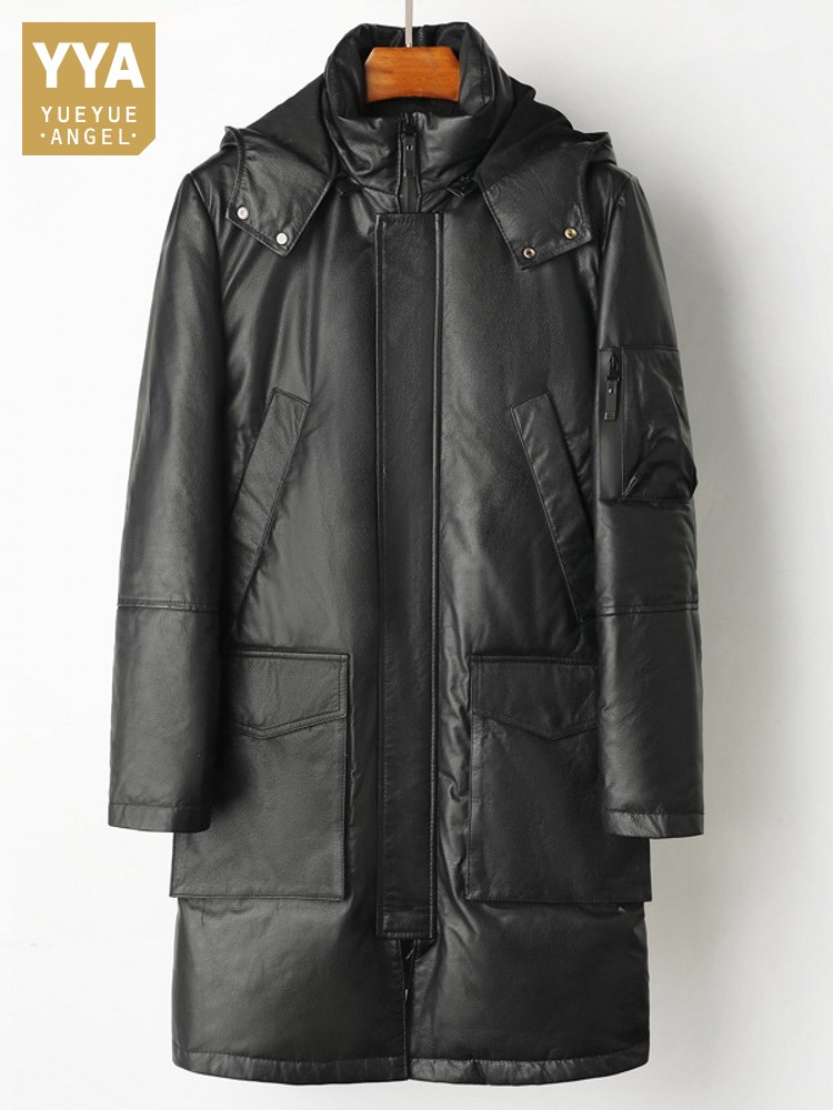 เสื้อโค้ทหนังวัวแท้บุขนเป็ดสำห - Leather Work Jacket Mens บทวิจารณ์และราคา
